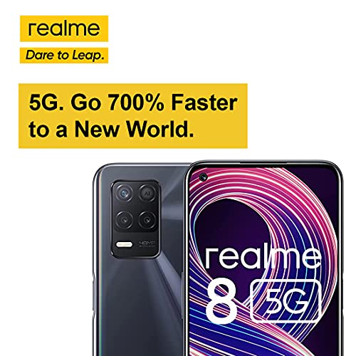 Realme 8 5G Dual SIM 128GB ROM + 6GB RAM (GSM Only | No CDMA) Factory Unlocked 5G/LTE Smartphone (Supersonic Black)-International Version