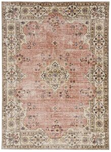 linon the anywhere washable rug colton pink/ivory 5' x 7' area rug