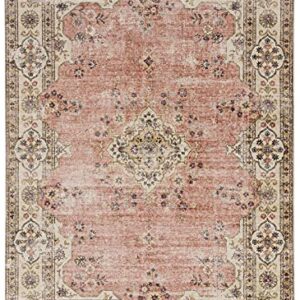 Linon The Anywhere Washable Rug Colton Pink/Ivory 5' X 7' Area Rug