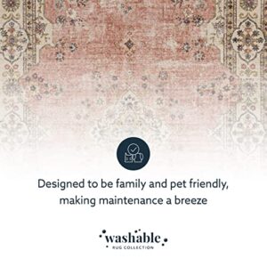 Linon The Anywhere Washable Rug Colton Pink/Ivory 5' X 7' Area Rug