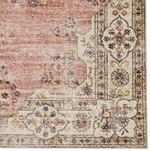 Linon The Anywhere Washable Rug Colton Pink/Ivory 5' X 7' Area Rug