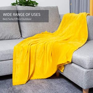 Rendiele Fleece Throw Blankets Fluffy Warm Solid Color Blankets for Bed (Yellow, 50X60 Throw)