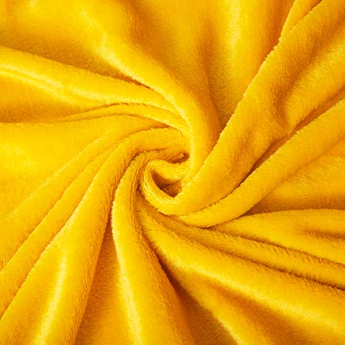 Rendiele Fleece Throw Blankets Fluffy Warm Solid Color Blankets for Bed (Yellow, 50X60 Throw)