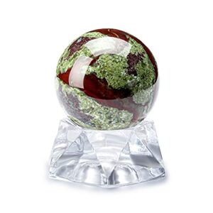 jovivi 40mm natural dragon blood jasper healing crystal gemstone ball divination sphere sculpture figurine with acrylic stand