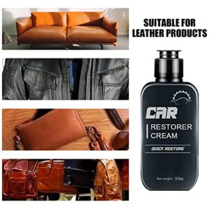 100ml Auto Leather&Plastic Refurbishment Paste, Washable Refresh Aging Plastic and Leather Surface, Car Restorer Cream with Sponge Quick Restore