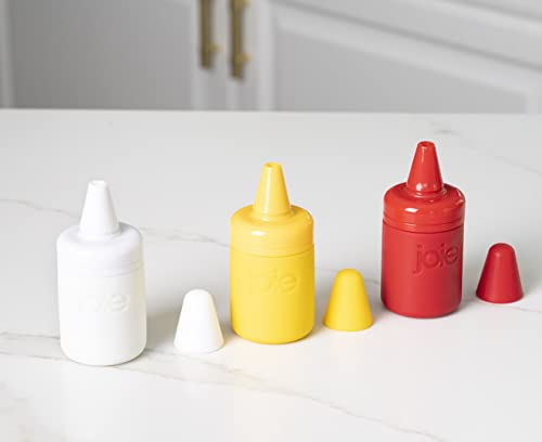 Joie Condiment Mini Squeeze Bottles with Nozzle Caps, Non-Stick Silicone, Set of 3