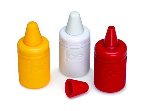 Joie Condiment Mini Squeeze Bottles with Nozzle Caps, Non-Stick Silicone, Set of 3