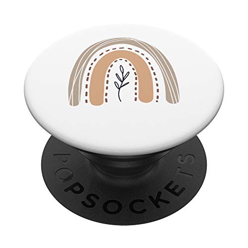 Beige Boho Botanical Plants Rainbow Minimalistic Aesthetic PopSockets Swappable PopGrip