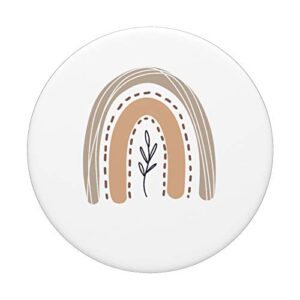 Beige Boho Botanical Plants Rainbow Minimalistic Aesthetic PopSockets Swappable PopGrip