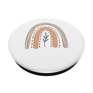 Beige Boho Botanical Plants Rainbow Minimalistic Aesthetic PopSockets Swappable PopGrip