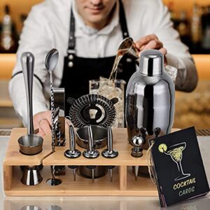 Eligara 23-Piece Bartender Kit Cocktail Shaker Set: Stainless Steel Bar Tools with Sleek Bamboo Stand & Cocktail Recipes Booklet | Ultimate Drink Mixing Adventure