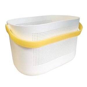 CHOSHU Plastic Bath Basket with Handle for Storage, Store Shampoo, Cosmetics, Facial Mask, Children’s Toys, Saving Space, Bottom Filter, Keep Tidy, Dry, Grey, Yellow, Green, 12”X7.5”X7” (Yellow)