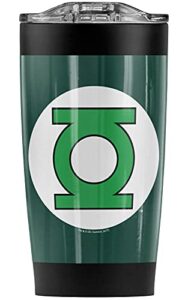 green lantern classic logo stainless steel tumbler 20 oz coffee travel mug/cup, vacuum insulated & double wall with leakproof sliding lid | great for hot drinks and cold beverages