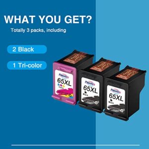 Paeolos Remaunfactured 65xl Ink Cartridge Replacement for hp 65XL Black and Color Combo Pack for Envy 5055 5052 5058 DeskJet 3755 2655 3720 3730 3752 Printer, 3 Packs (2 Black, 1 Tri-Color)