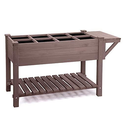 Aivituvin 52.7x22x30in Raised Garden Bed, Elevated Wood Planter Box Stand for Outdoor Gardening, Liner Included, 230lbs Capacity