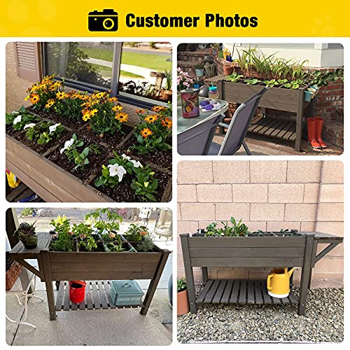 Aivituvin 52.7x22x30in Raised Garden Bed, Elevated Wood Planter Box Stand for Outdoor Gardening, Liner Included, 230lbs Capacity