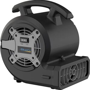 lasko bluedri portable 1/8 hp mini multi-purpose air mover blower utility fan for home, carpet and floor drying, black, bd-vp-15-bk