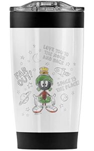 logovision looney tunes marvin the martian moon & back stainless steel 20 oz travel tumbler, vacuum insulated & double wall with leakproof sliding lid | great for coffee/hot drinks and cold beverages