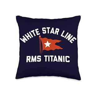 titanic gift, book, and shirt company of belfast white star line titanic throw pillow, 16x16, multicolor