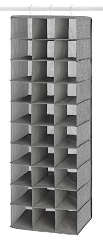 Whitmor Over The Door Shoe Shelves - 26 Sections - Crosshatch Gray & Hanging Shoe Shelves Closet Organizer, Crosshatch Gray, 30 Section