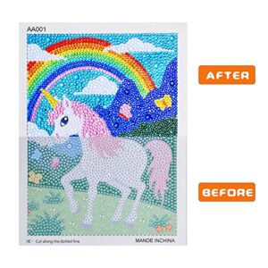 ZALIAFEI Diamond Painting for Kids with Frames, Mosaic Gem Sticker Art Projects Kits, Holiday Crafts Supplies Gifts for Girls Boys Ages 6 7 8 9 10 11 12