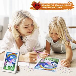 ZALIAFEI Diamond Painting for Kids with Frames, Mosaic Gem Sticker Art Projects Kits, Holiday Crafts Supplies Gifts for Girls Boys Ages 6 7 8 9 10 11 12