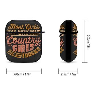 Country Girls Play Trucks Airpods Case Cover for Apple AirPods 2&1 Cute Airpod Case for Boys Girls Silicone Protective Skin Airpods Accessories with Keychain