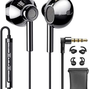 Linklike Wired Earbuds with Microphone Extra Bass Earbuds in-Ear Headphones Quad Drivers Hi-Res Earphones with Volume Control Noise Isolating Ear Tips for iPhone Samsung Laptops