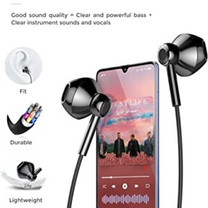 Linklike Wired Earbuds with Microphone Extra Bass Earbuds in-Ear Headphones Quad Drivers Hi-Res Earphones with Volume Control Noise Isolating Ear Tips for iPhone Samsung Laptops