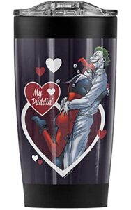 logovision harley quinn my puddin' stainless steel tumbler 20 oz coffee travel mug/cup, vacuum insulated & double wall with leakproof sliding lid | great for hot drinks and cold beverages