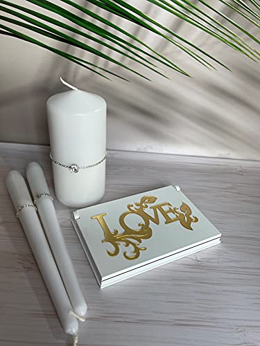 Magik Life Unity Candle Set for Wedding - Wedding Accessories for Reception and Ceremony - Candle Sets - 6 Inch Pillar and 2 10 Inch Tapers - Decorative Pillars White