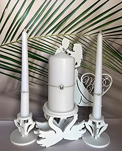 Magik Life Unity Candle Set for Wedding - Wedding Accessories for Reception and Ceremony - Candle Sets - 6 Inch Pillar and 2 10 Inch Tapers - Decorative Pillars White