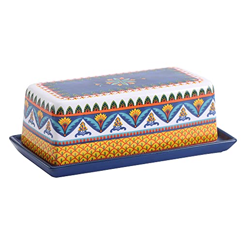 Bico Havana Ceramic Butter Dish with Lid, Butter Keeper for Counter, Kitchen, Dishwasher Safe