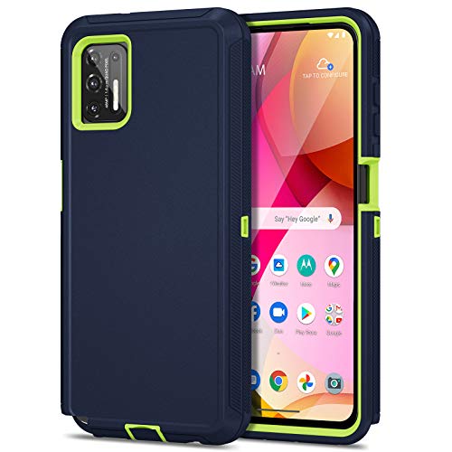 Jiunai for Moto G Stylus 2021 Case, 3-Piece Heavy Duty Shockproof Tough Hybrid Dual Layer Rubber Drop Protection Armor Soft Bumper Rugged Matte Phone Cover Case compatible with Moto G Stylus 2021 Blue