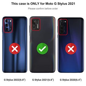 Jiunai for Moto G Stylus 2021 Case, 3-Piece Heavy Duty Shockproof Tough Hybrid Dual Layer Rubber Drop Protection Armor Soft Bumper Rugged Matte Phone Cover Case compatible with Moto G Stylus 2021 Blue