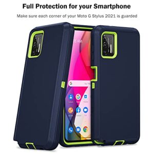 Jiunai for Moto G Stylus 2021 Case, 3-Piece Heavy Duty Shockproof Tough Hybrid Dual Layer Rubber Drop Protection Armor Soft Bumper Rugged Matte Phone Cover Case compatible with Moto G Stylus 2021 Blue