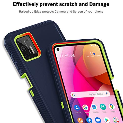 Jiunai for Moto G Stylus 2021 Case, 3-Piece Heavy Duty Shockproof Tough Hybrid Dual Layer Rubber Drop Protection Armor Soft Bumper Rugged Matte Phone Cover Case compatible with Moto G Stylus 2021 Blue