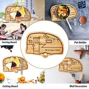 Happy Camper Bamboo Cutting Board,Retro RV Engraved Camping Cutting Board, Camper Decor RV Gift for Couple,Camping,Housewarming&Party