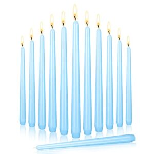 laskey taper candles 10 inch tall wedding dinner candle set of 12 (light blue)