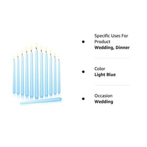 Laskey Taper Candles 10 Inch Tall Wedding Dinner Candle Set of 12 (Light Blue)