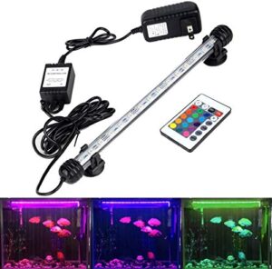 greensun led aquarium light, fish tank light with remote control, ip68 submersible waterproof strip bar light,rgb color changing, 3.8 watts 11inch/28cm
