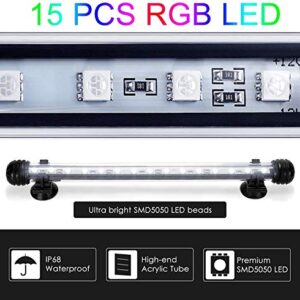 GreenSun LED Aquarium Light, Fish Tank Light with Remote Control, IP68 Submersible Waterproof Strip Bar Light,RGB Color Changing, 3.8 Watts 11inch/28cm