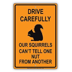 the high quality outdoor warning signs drive carefully our squirrels can't tell one nut from another humor funny caution 8×12 inches metal tin signs for industrial road safety w080