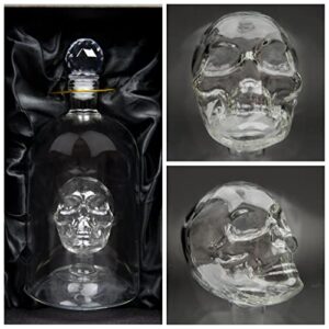 Kobi & Knight Premium Skull Decanter - Handmade Skull Whiskey Decanter with Airtight Stopper - Borosilicate Glass Skull Decanter - Thick Vodka, Rum, Gin, Tequila Bottle - 25fl oz / 750ml Skull Barware