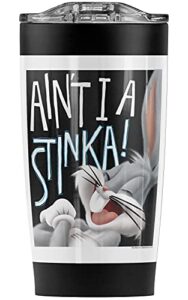 looney tunes bugs bunny ain't i a stinka! stainless steel tumbler 20 oz coffee travel mug/cup, vacuum insulated & double wall with leakproof sliding lid | great for hot drinks and cold beverages