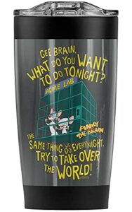 logovision pinky and the brain the world stainless steel tumbler 20 oz coffee travel mug/cup, vacuum insulated & double wall with leakproof sliding lid | great for hot drinks and cold beverages