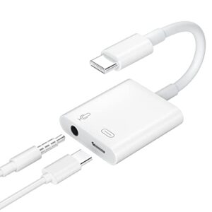 usb c to 3.5mm audio adapter, usb c headphone adapter and pd 60w charger usb-c to headphone jack adapter with hi-fi dac chip support lossless music for android ipad pro macbook pro/air m1 m2(white)