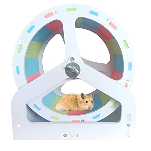 Hamster Wheel, Silent Hamster Fitness Running Wheel, Hamster cage Supplies, Small pet Bracket Running Wheel, Wooden Running Wheel Toys (Colour)