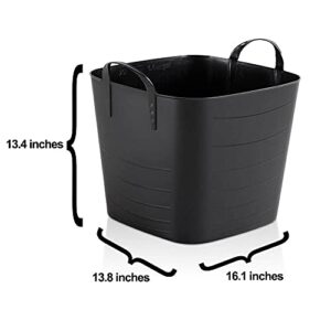 Life Story Flexible Tub Basket 25 Liter/6.6 Gallon Plastic Multifunction Storage Tote Bin with Handles, Black (6 Pack)