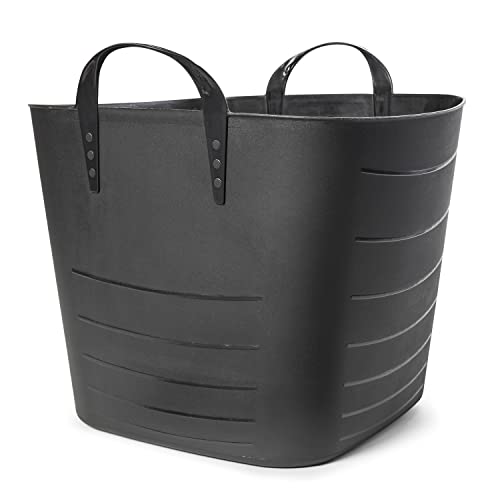 Life Story Flexible Tub Basket 25 Liter/6.6 Gallon Plastic Multifunction Storage Tote Bin with Handles, Black (6 Pack)